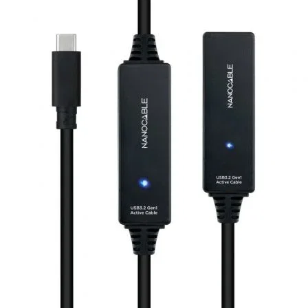 Nanocable 10.01.1312 Cable USB Tipo-C 3.2 Macho-Hembra con Amplificador, Prolongador Activo 10m Negro Nanocable 10.01.1312 Cable USB Tipo-C 3.2 Macho-Hembra con Amplificador, Prolongador Activo 10m Negro